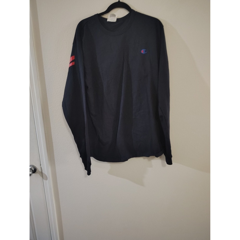 Champion Mens Heritage Long Sleeve T-Shirt Navy Blue‎ Back Logo Graphic 2XL NWT